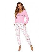 Pyjamas med top och byxa i mjukt bomull med långa ärmar och fickor, flamingo-tryck